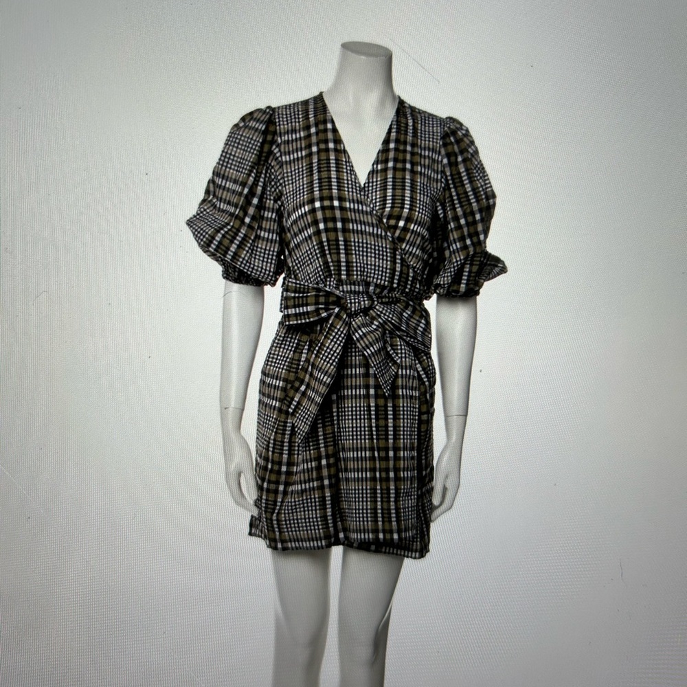 Ganni plaid wrap dress S - Picture 8 of 8